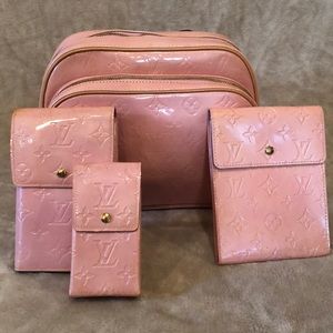 Pink patent leather Louis Vuitton backpack